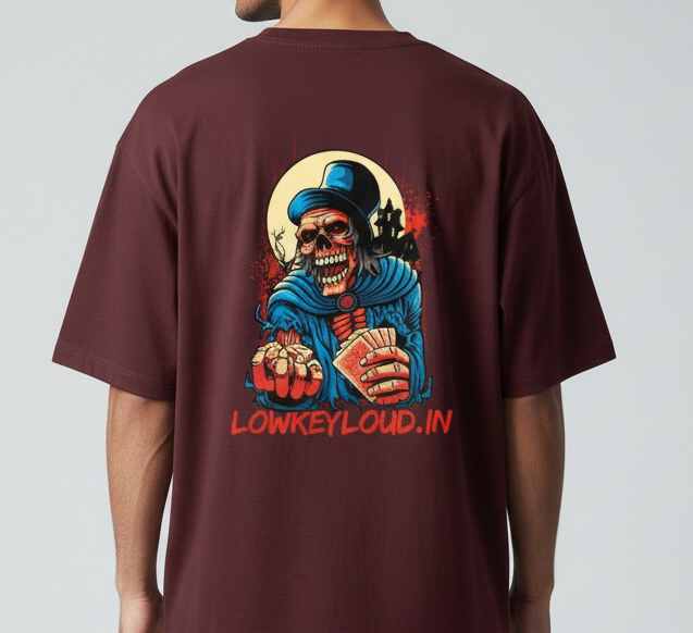 LowKeyLoud "The Haunted Gambler" Back print Unisex Oversized T-Shirt